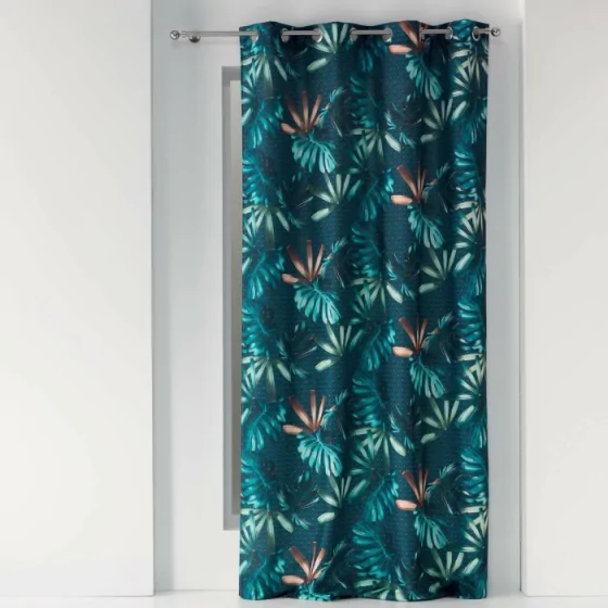 rideau a oeillets 140 x 260 cm polyester imprime blue garden