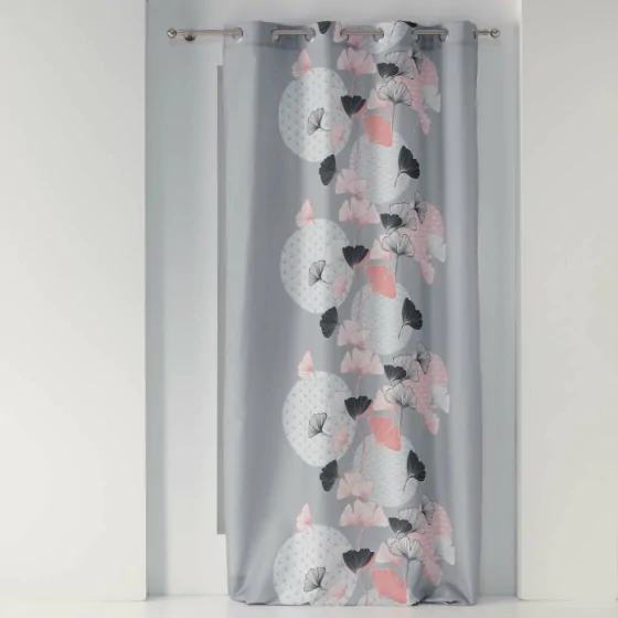 Rideau a oeillets 140 x 260 cm polyester imprimé Eden blush Gris