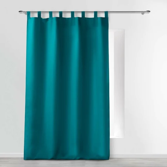 Rideau a passants 140 x 260 cm polyester uni essentiel Petrole