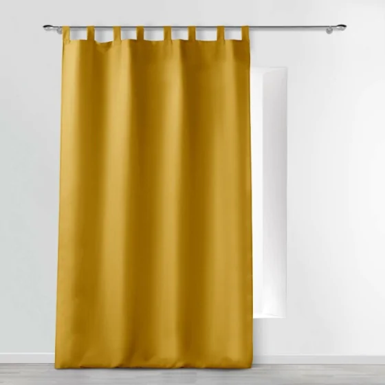 Rideau a passants 140 x 260 cm polyester uni essentiel Miel