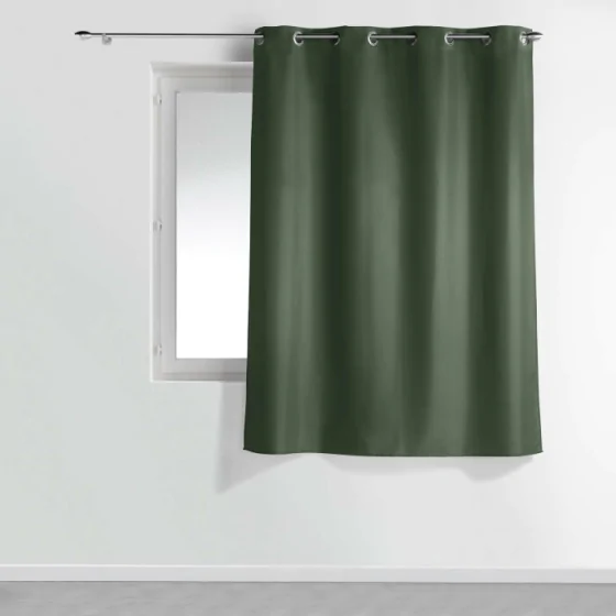 Rideau a oeillets metal 140 x 180 cm polyester uni essentiel Kaki