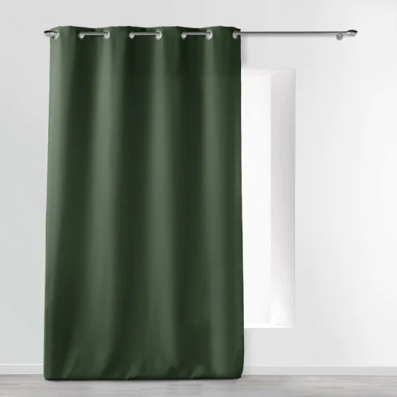Rideau a oeillets metal 140 x 260 cm polyester uni essentiel Kaki
