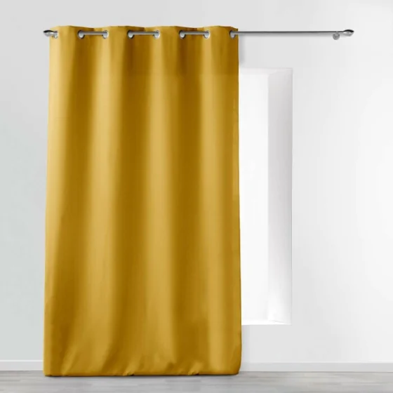 Rideau a oeillets metal 140 x 260 cm polyester uni essentiel Miel