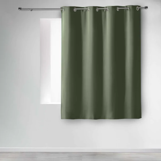 Rideau occultant à œillets 140 x 180 cm – Uni Kaki – Petite hauteur –