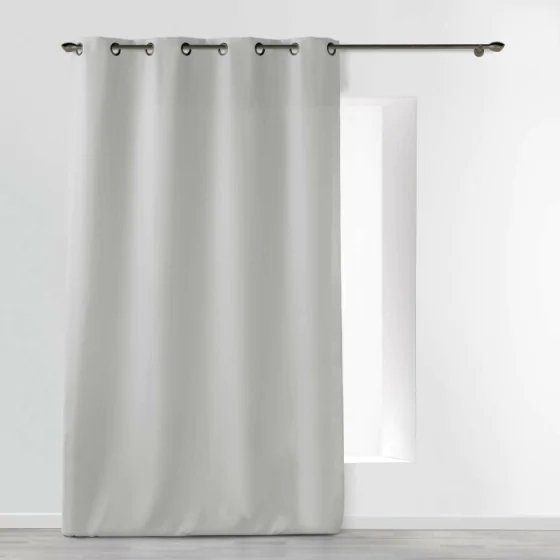 Rideau a oeillets metal 140 x 260 cm polyester uni essentiel Gris