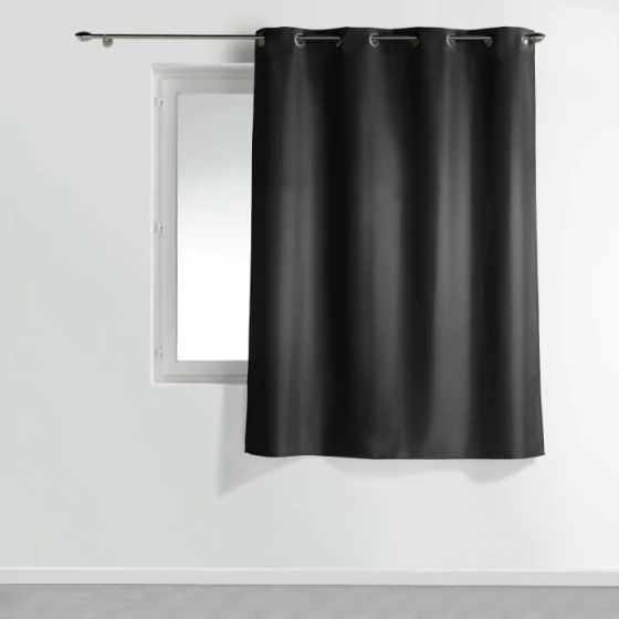Rideau a oeillets metal 140 x 180 cm polyester uni essentiel Noir