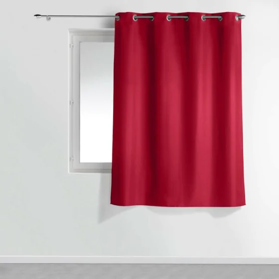 Rideau a oeillets metal 140 x 180 cm polyester uni essentiel Rouge