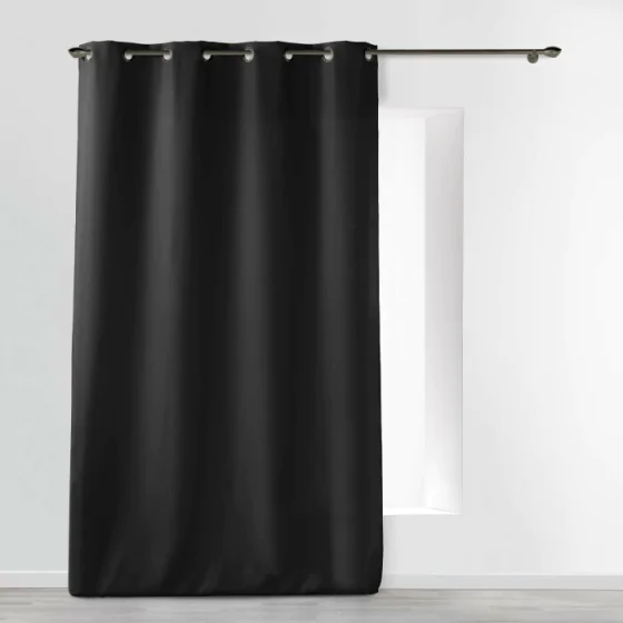 Rideau a oeillets metal 140 x 260 cm polyester uni essentiel Noir