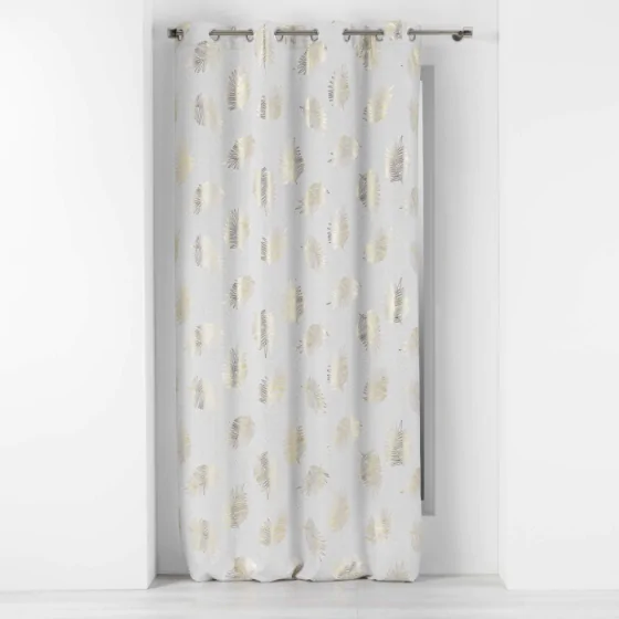 rideau a oeillets 140 x 260 cm polyester imprime metallise sunny gold