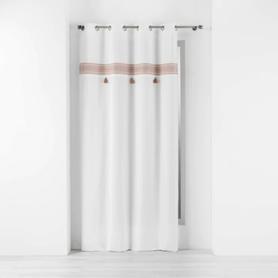 Rideau tamisant 140 x 240 cm coton + haut brodé Amaya Rose