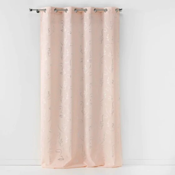 Rideau a oeillets 140 x 260 cm imprimé métallisé Artyline Rose/argent