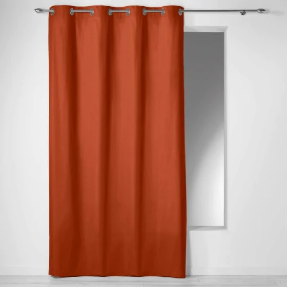 Rideau a oeillets 140 x 240 cm coton uni panama Terracotta