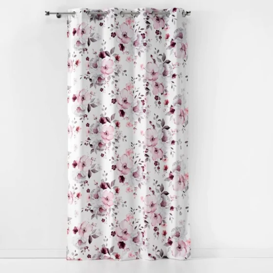 Rideau a oeillets 140 x 240 cm velours imprime velvet flower Blanc