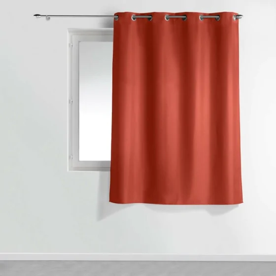 Rideau a oeillets metal 140 x 180 cm polyester uni essentiel Terracotta