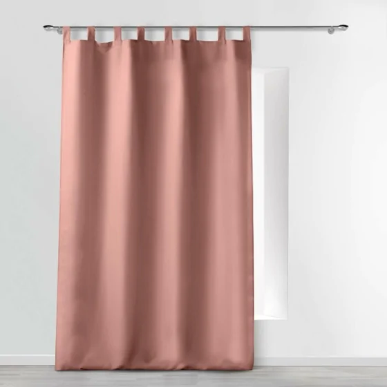 Rideau a passants 140 x 260 cm polyester uni essentiel Rose Poudre