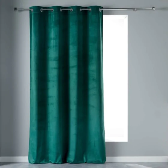 Rideau tamisant a oeillets 140 x 240 cm velours Velvetine Pétrole