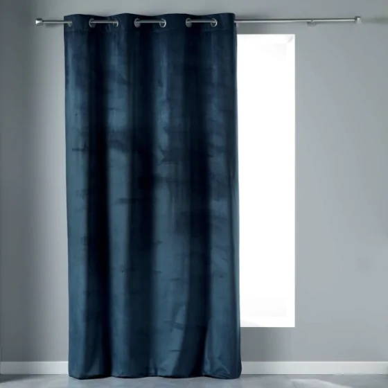 Rideau tamisant a oeillets 140 x 240 cm velours Velvetine Bleu marine