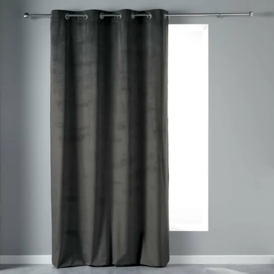 Rideau a oeillets 140 x 240 cm velours uni velvetine Anthracite