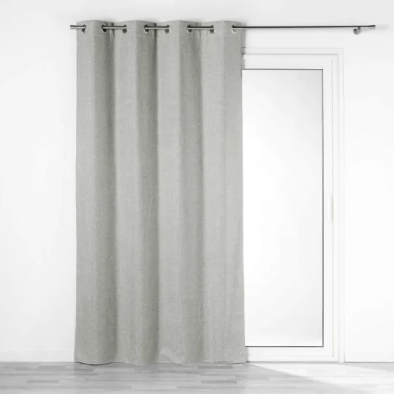 Rideau a oeillets 140 x 260 cm 100% occultant/chambray uni Crepuscule Gris