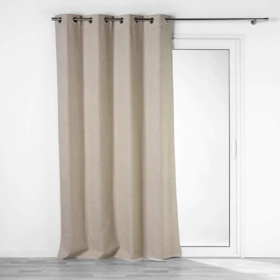 Rideau a oeillets 140 x 260 cm 100% occultant/chambray uni Crepuscule Beige
