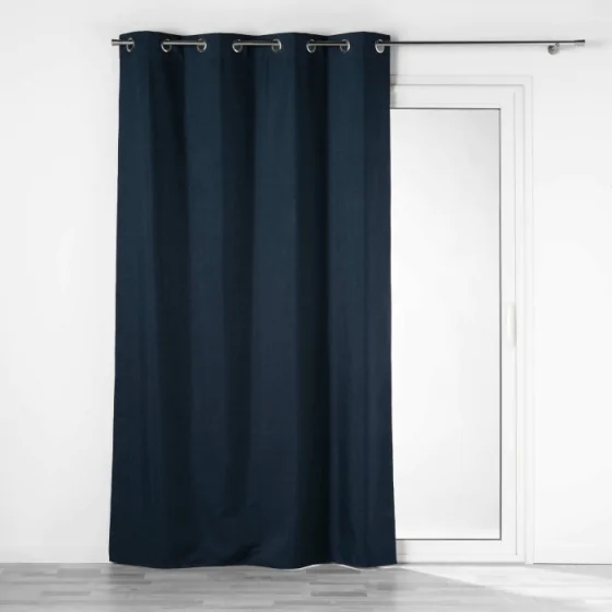 Rideau a oeillets 140 x 260 cm 100% occultant/chambray uni Crepuscule Bleu
