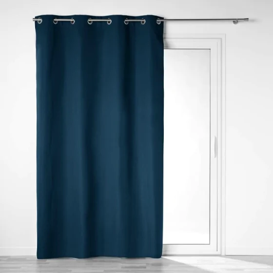 Rideau a oeillets 140 x 260 cm 100% occultant/microfibre unie obscure Marine