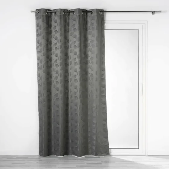 Rideau a oeillets 140 x 260 cm 100% occultant/jacquard Lunella Anthracite