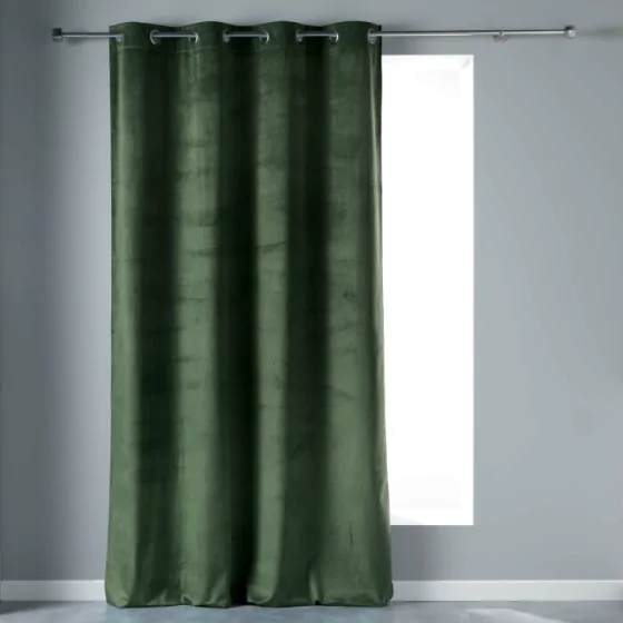 Rideau a oeillets 140 x 280 cm velours uni velvetine Kaki