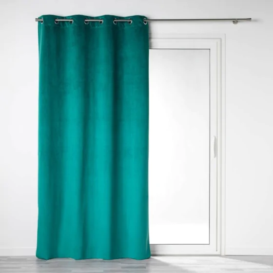 Rideau a oeillets 135 x 260 cm 100% occultant/velours uni velounight Emeraude