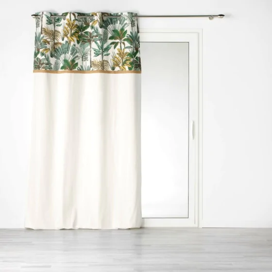 Rideau a oeillets 140 x 240 cm coton + haut imprimé jute Balinesia