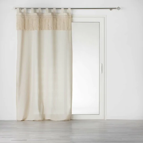 Rideau à Passants 140 X 240 Cm Polycoton Uni et Top Macrame, Samaya