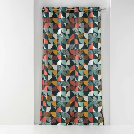Rideau a oeillets 140 x 240 cm coton imprimé Rythmo Orange