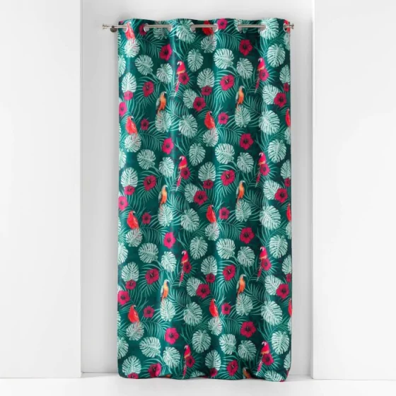 Rideau a oeillets 140 x 260 cm polyester imprime caracas Bleu