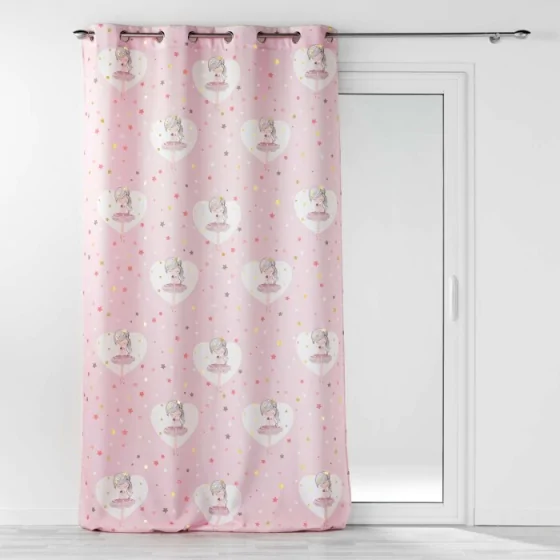 Rideau a oeillets 140 x 260 cm polyester imprime metallise petite etoile Sans