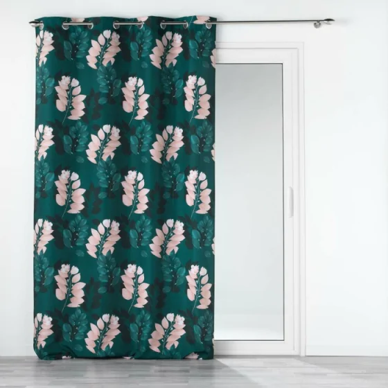 Rideau à oeillets 140 x 260 polyester imprimé Belline Emeraude