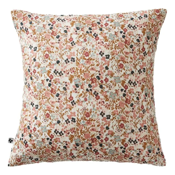 Taie d'oreiller 60 x 60 cm gaze de coton imprimée capucine pampa Naturel