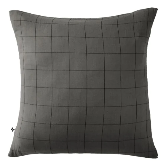 Taie d’Oreiller en Gaze de Coton Tissée – 60 x 60 cm – Gaia Match Granit