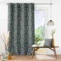 Rideau a oeillets 140 x 260 cm polyester imprime appliqué Sakura Anthracite