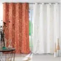Rideau à oeillets grande hauteur 140 x 280 cm métalillisé Belflor Terracotta/Or
