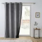 Lot de 2 Rideaux isolant thermique a oeillets 140 x 260 cm velours relief Polarchic Anthracite