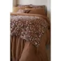 Bout de lit 90 x 200 cm double gaze de coton imprimée capucine Camel