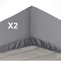Lot de 2 Draps housse bonnet 30 cm 2 personnes 140 x 190 cm microfibre Oscar Anthracite