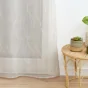 Voilage grande hauteur a oeillets 140 x 280 cm voile sablé brodé Galactee Taupe