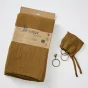 Lot de 2 rideaux ajustables en lin lavé avec 8 anneaux pince 140 x 270 cm Camel