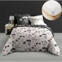 Ensemble Housse de Couette Iris 240 x 220 cm + 2 Taies en Percale de Coton 78 Fils avec Drap Housse Blanc 140