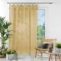 Voilage à passants + pompons 140 x 240 cm polyester effet lin Dalila Miel