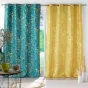 Lot de 2  Rideaux tamisant à oeillets  140 x 260 cm Imprimé métalillisé Belflor Jaune/Or