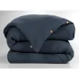 Pack double gaze de coton luxe housse de couette 240 x 220 cm + 2 taies d'oreiller 60 x 60 Bleu foncé