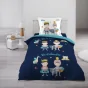 Pack parure de couette enfant Clovis 140 x 200 cm + drap housse 90 x 190 x 30 Bleu