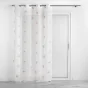 Voilage a oeillets 140 x 240 cm voile sablé brodé Ariella Blanc/rose